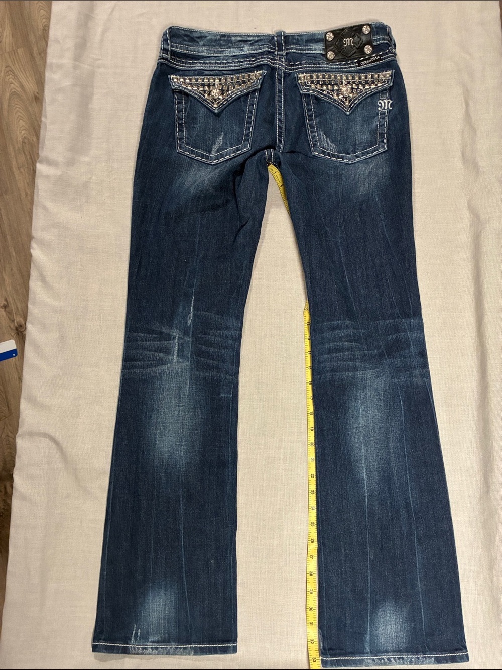 Miss Me Women’s Dark Blue Bootcut flap Pocket Jeans, JE5168L Size 31/33